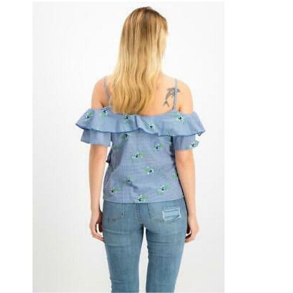 Gypsies & Moondust Juniors' Ruffled Gingham Off-The-Shoulder Blouse Size XL NWT - Picture 3 of 4